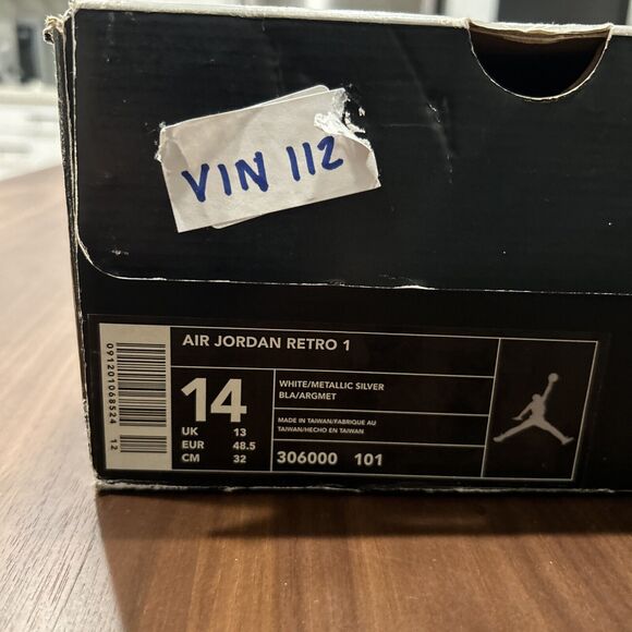 Vintage Air Jordan Retro 1 White Metallic Silver 2002 Sneakers Size 14 Pre-Owned main image 9